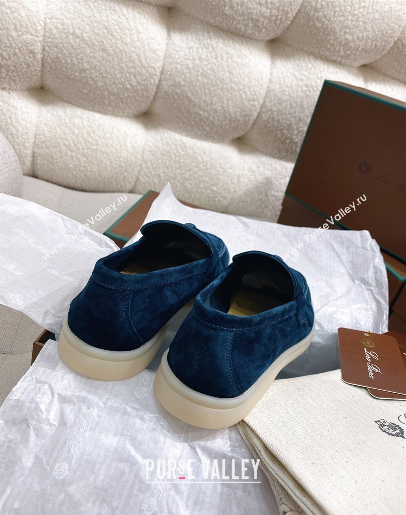 Loro Piana Suede Flat Loafers Blue 2024 050704 (KL-240507113)