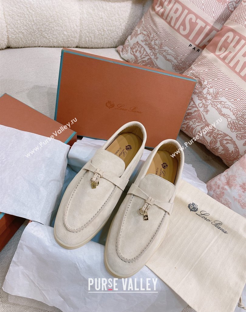 Loro Piana Suede Flat Loafers Pale Beige 2024 0507 (KL-240507116)