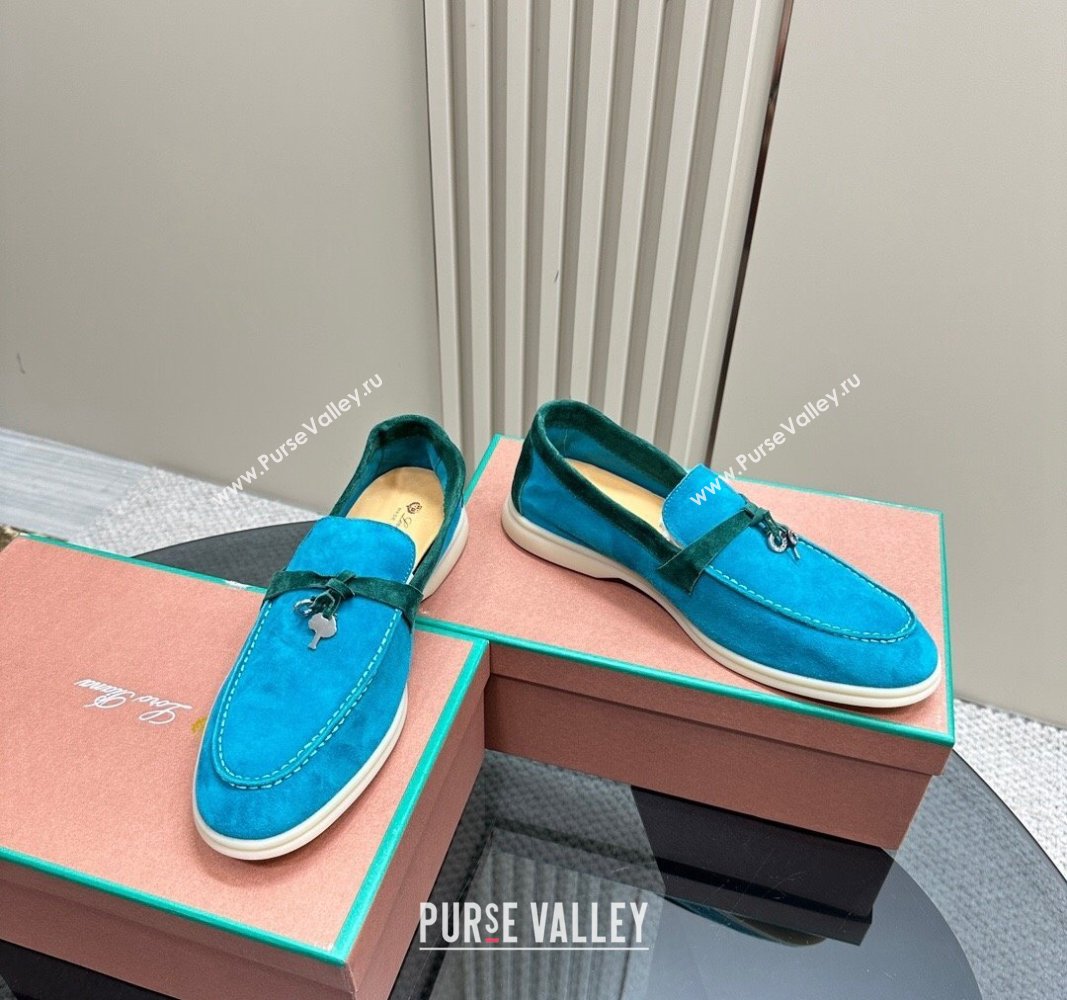 Loro Piana Bicolor Suede Loafers Blue/Green 2024 0606 (KL-240606086)