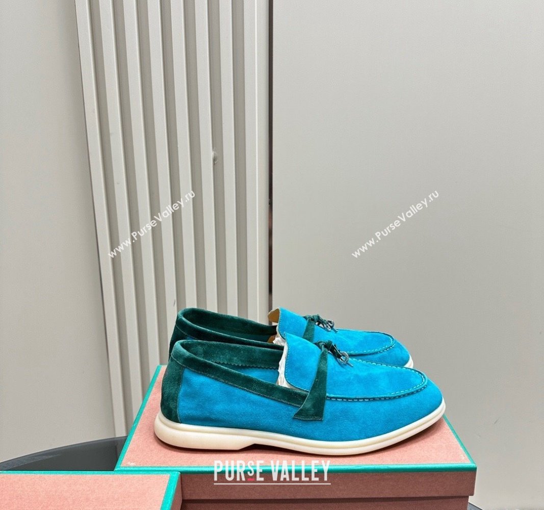 Loro Piana Bicolor Suede Loafers Blue/Green 2024 0606 (KL-240606086)