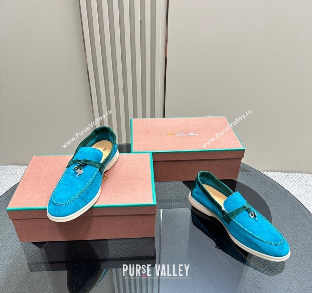 Loro Piana Bicolor Suede Loafers Blue/Green 2024 0606 (KL-240606086)