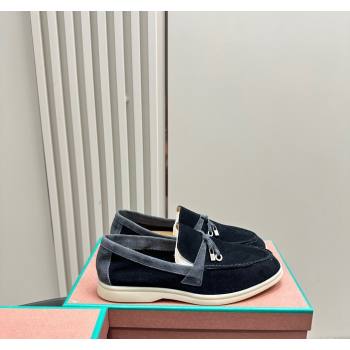 Loro Piana Bicolor Suede Loafers Black/Grey 2024 0606 (KL-240606087)