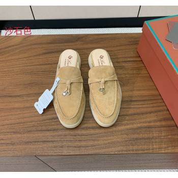 Loro Piana Suede Flat Mules Sand Beige 2024 0812 (MD-240812054)