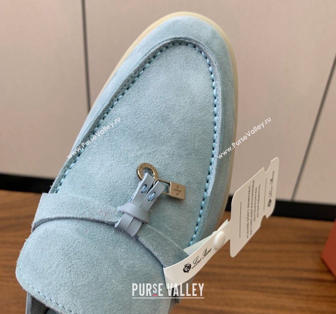 Loro Piana Suede Flat Mules Light Blue 2024 0812 (MD-240812055)