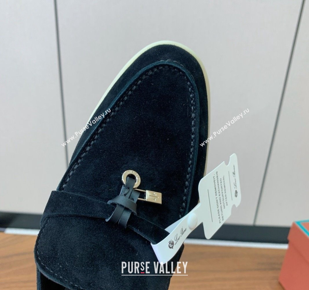 Loro Piana Suede Flat Mules Black 2024 0812 (MD-240812042)