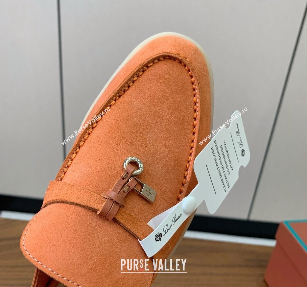 Loro Piana Suede Flat Mules Pale Orange 2024 0812 (MD-240812060)