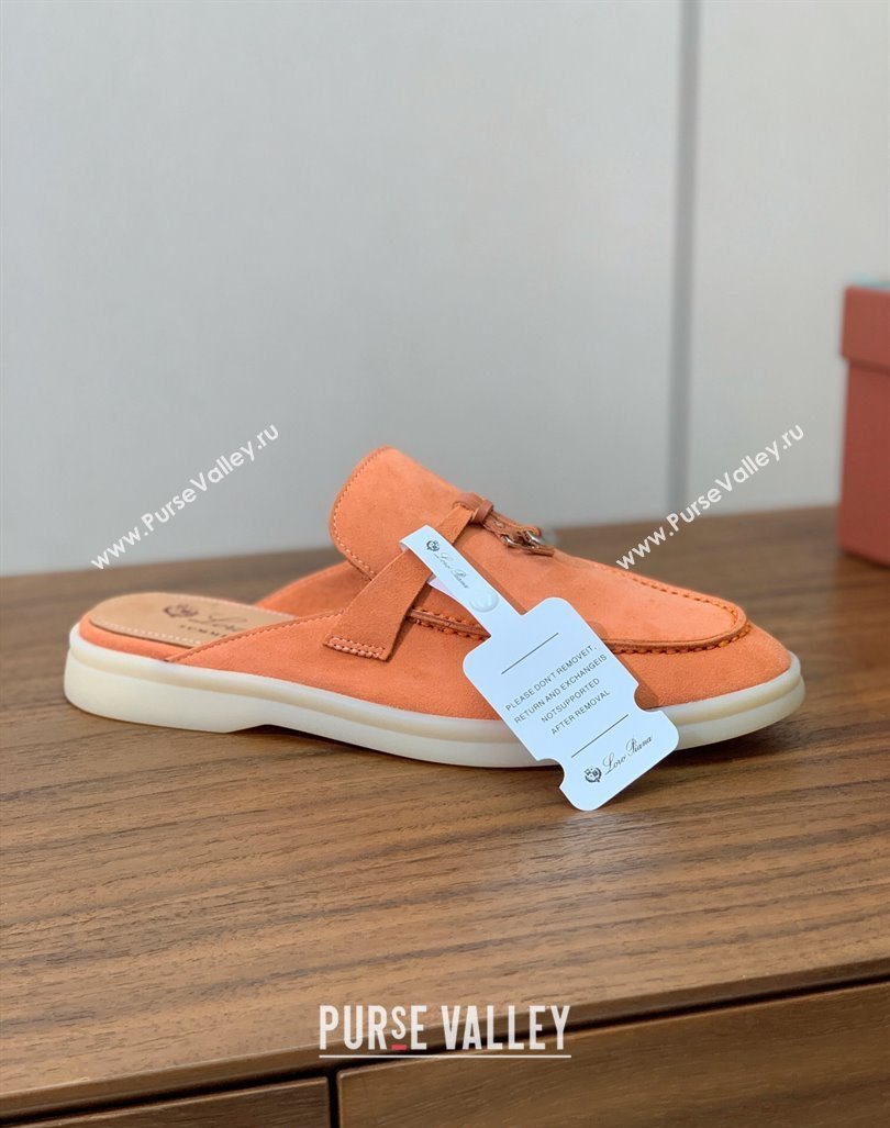 Loro Piana Suede Flat Mules Pale Orange 2024 0812 (MD-240812060)