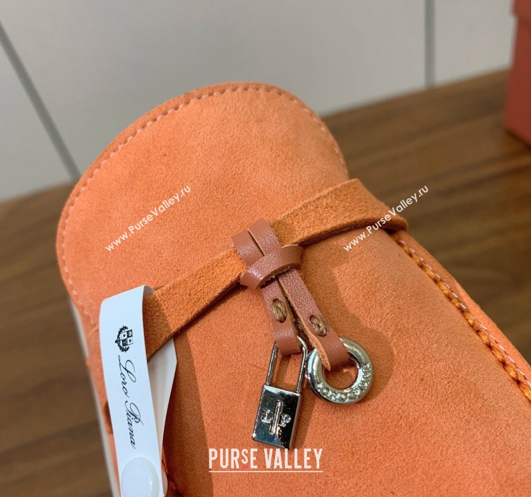 Loro Piana Suede Flat Mules Pale Orange 2024 0812 (MD-240812060)