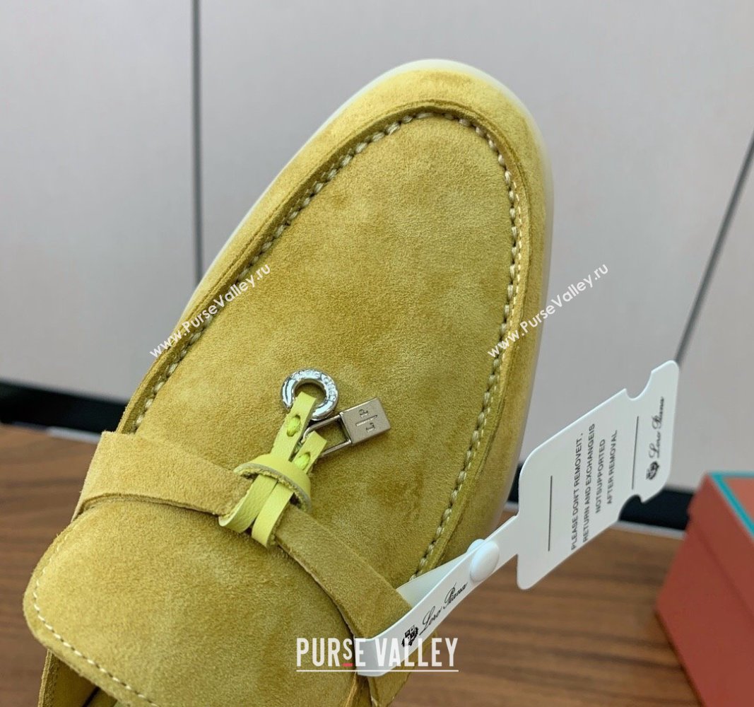 Loro Piana Suede Flat Mules Yellow 2024 0812 (MD-240812064)