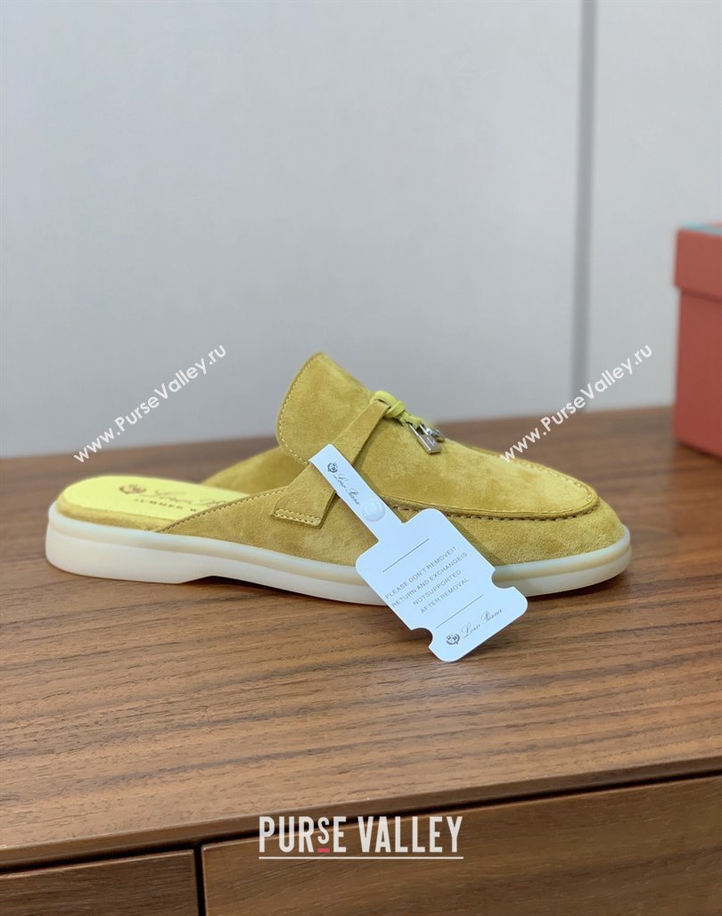 Loro Piana Suede Flat Mules Yellow 2024 0812 (MD-240812064)