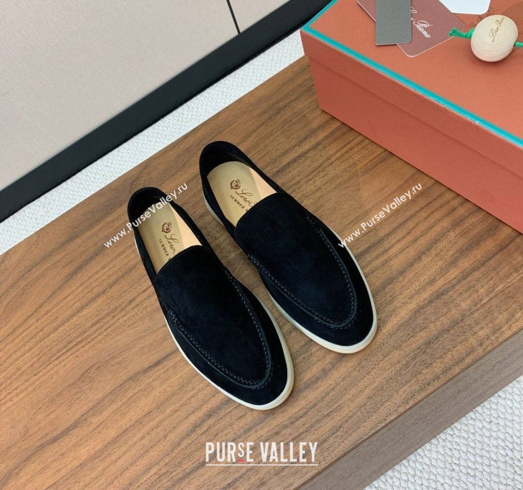 Loro Piana Suede Flat Loafers Black 2024 081202 (MD-240812085)