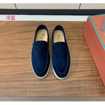 Loro Piana Suede Flat Loafers Deep Blue 2024 081202 (MD-240812067)