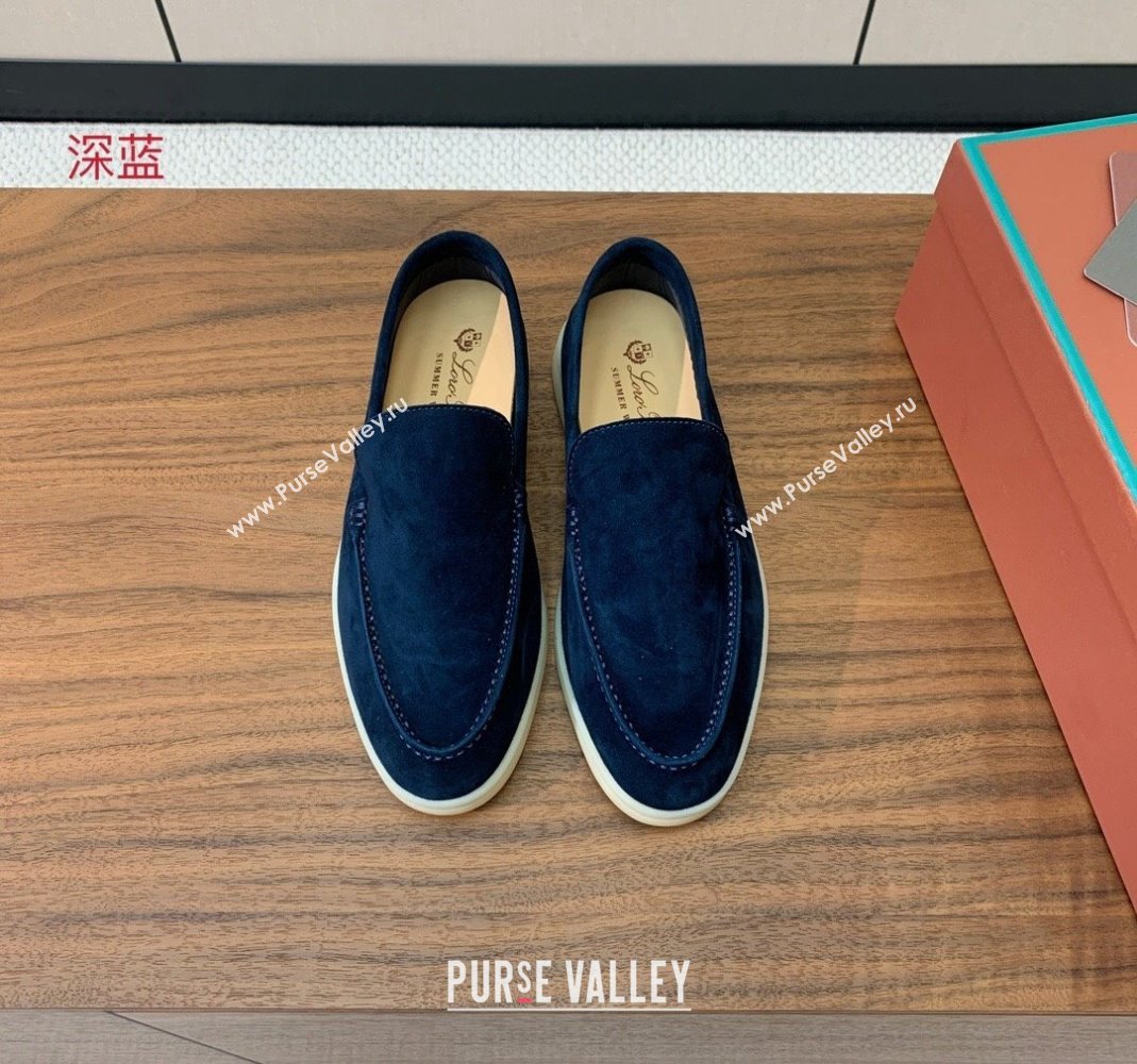 Loro Piana Suede Flat Loafers Deep Blue 2024 081202 (MD-240812067)