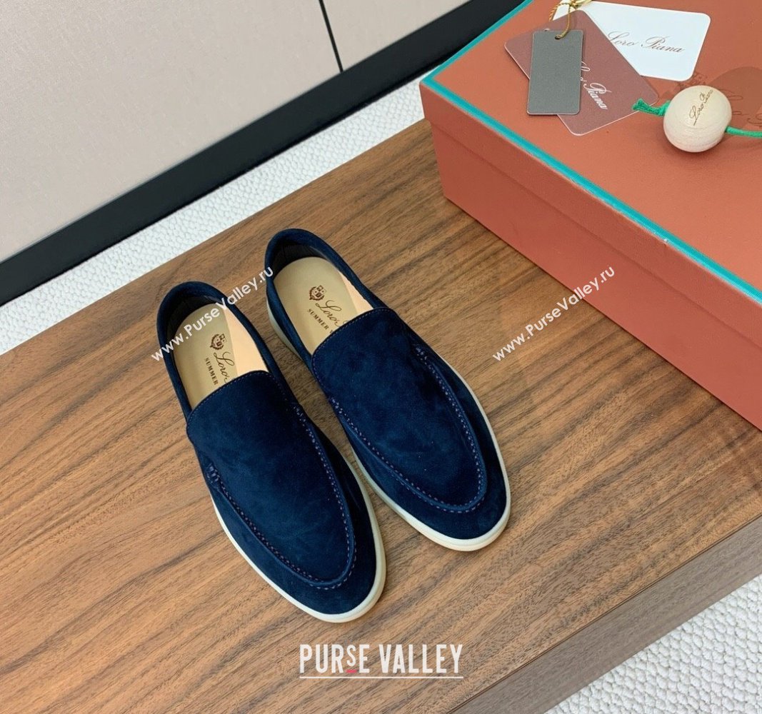 Loro Piana Suede Flat Loafers Deep Blue 2024 081202 (MD-240812067)