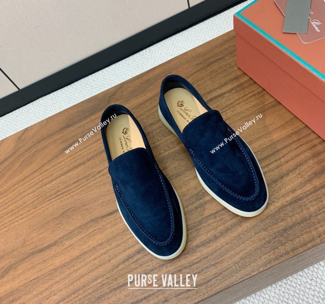 Loro Piana Suede Flat Loafers Deep Blue 2024 081202 (MD-240812067)