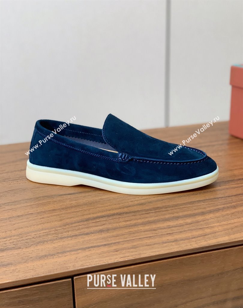 Loro Piana Suede Flat Loafers Deep Blue 2024 081202 (MD-240812067)