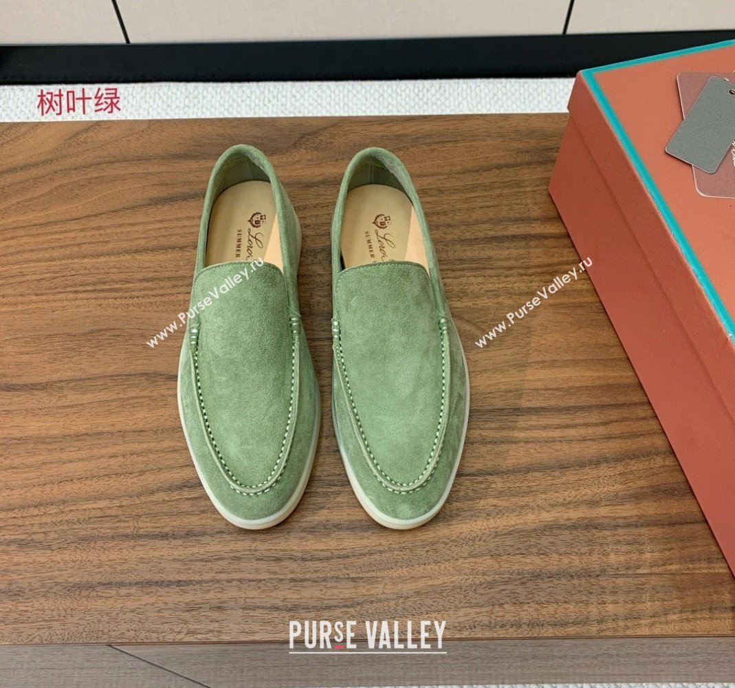 Loro Piana Suede Flat Loafers Leaf Green 2024 081202 (MD-240812070)