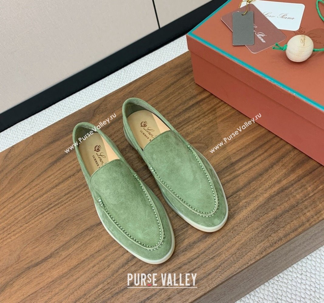 Loro Piana Suede Flat Loafers Leaf Green 2024 081202 (MD-240812070)