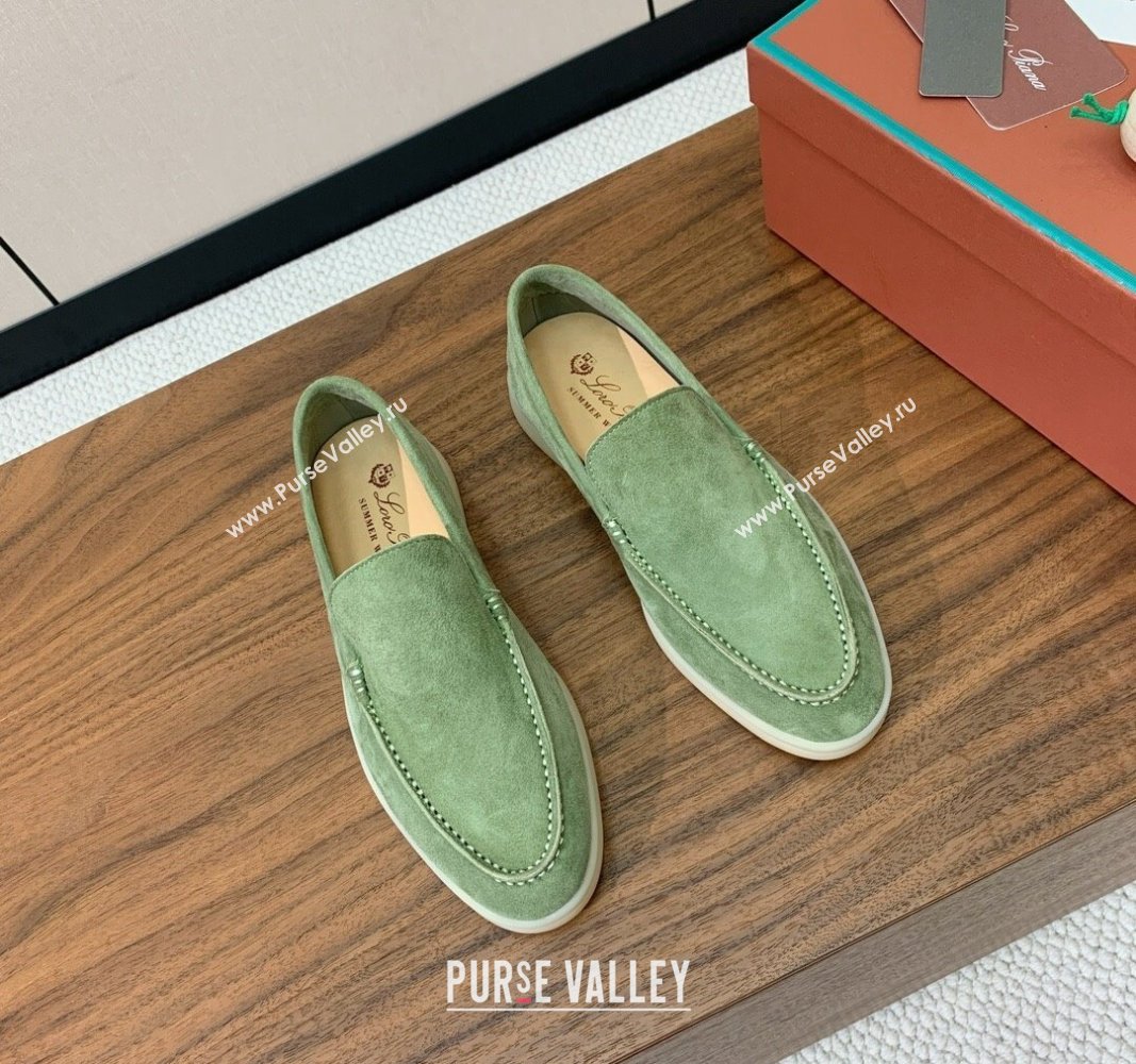 Loro Piana Suede Flat Loafers Leaf Green 2024 081202 (MD-240812070)