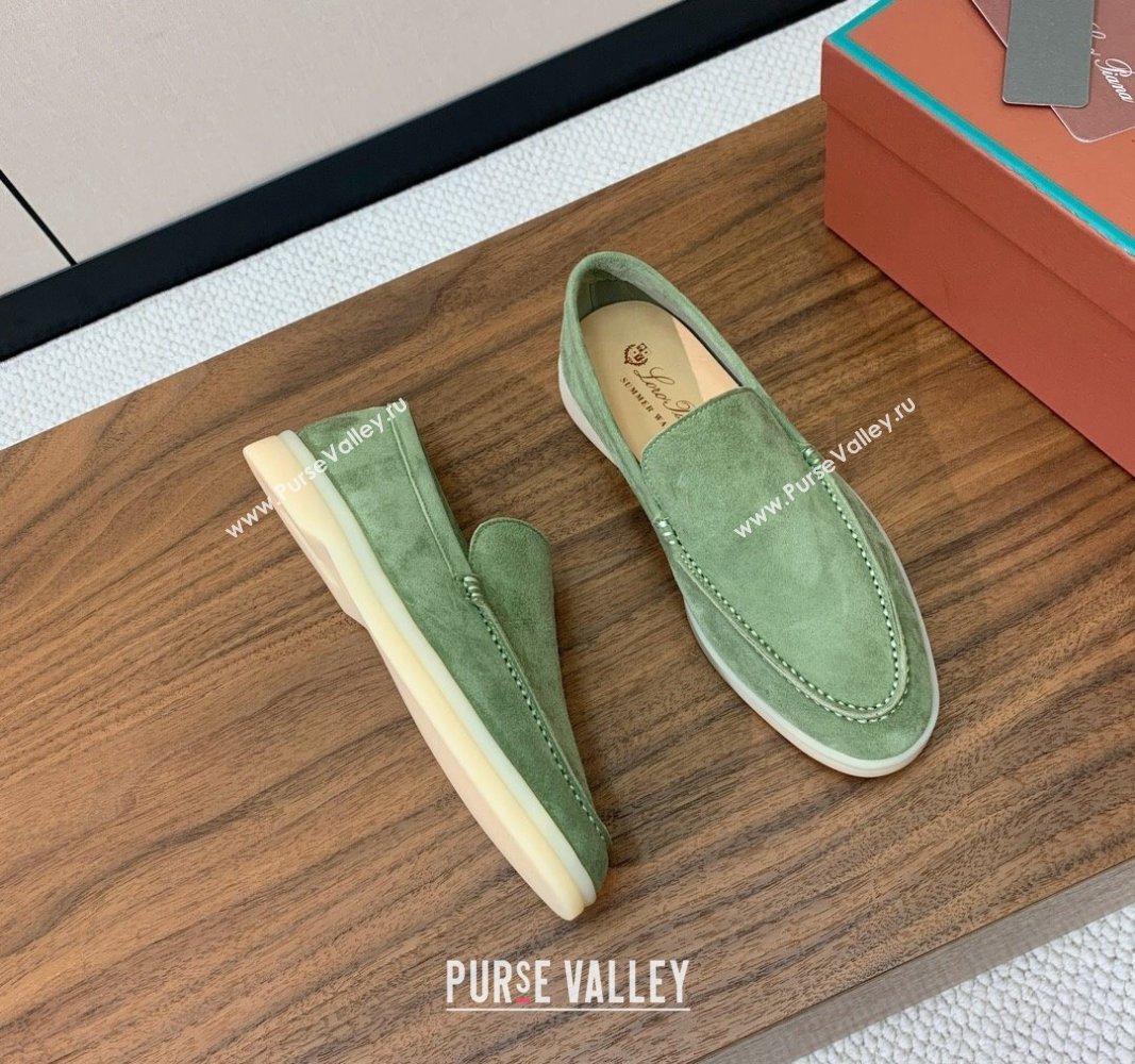 Loro Piana Suede Flat Loafers Leaf Green 2024 081202 (MD-240812070)