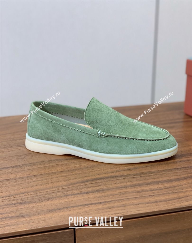 Loro Piana Suede Flat Loafers Leaf Green 2024 081202 (MD-240812070)