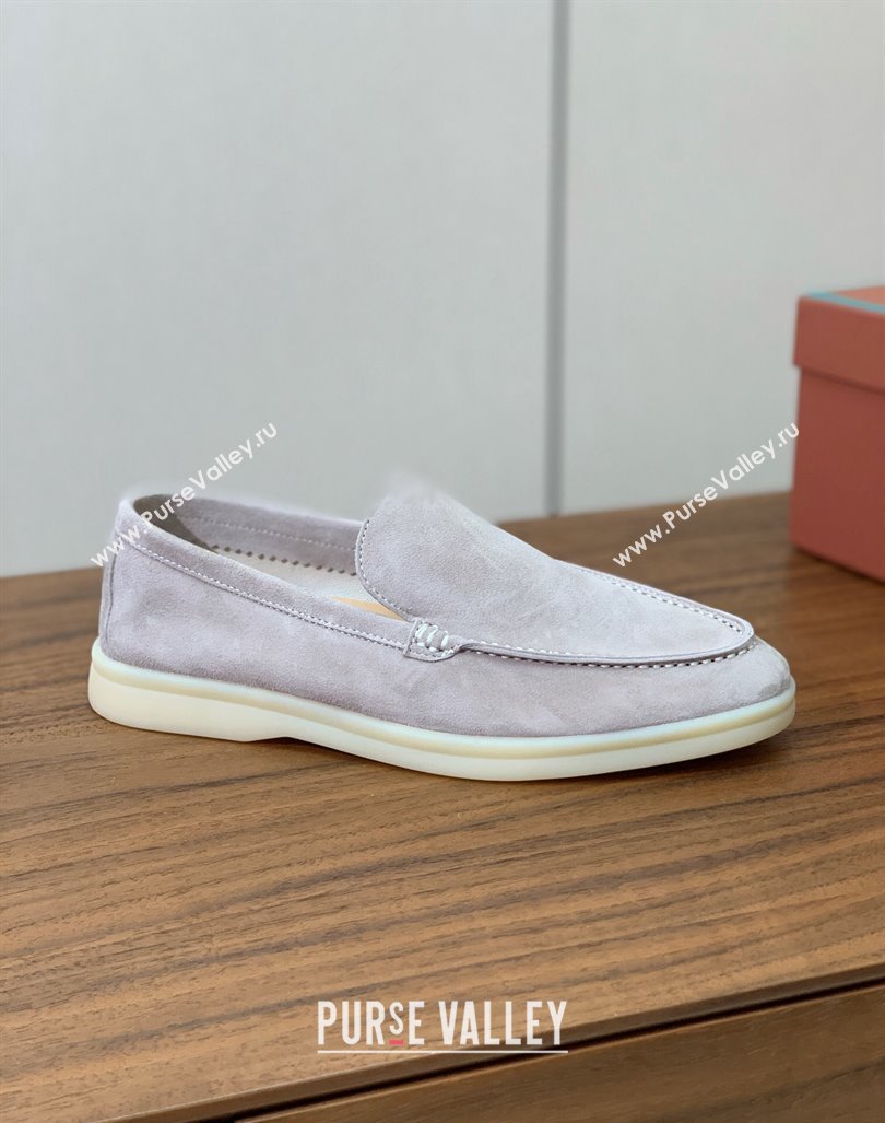 Loro Piana Suede Flat Loafers Light Grey 2024 081202 (MD-240812073)