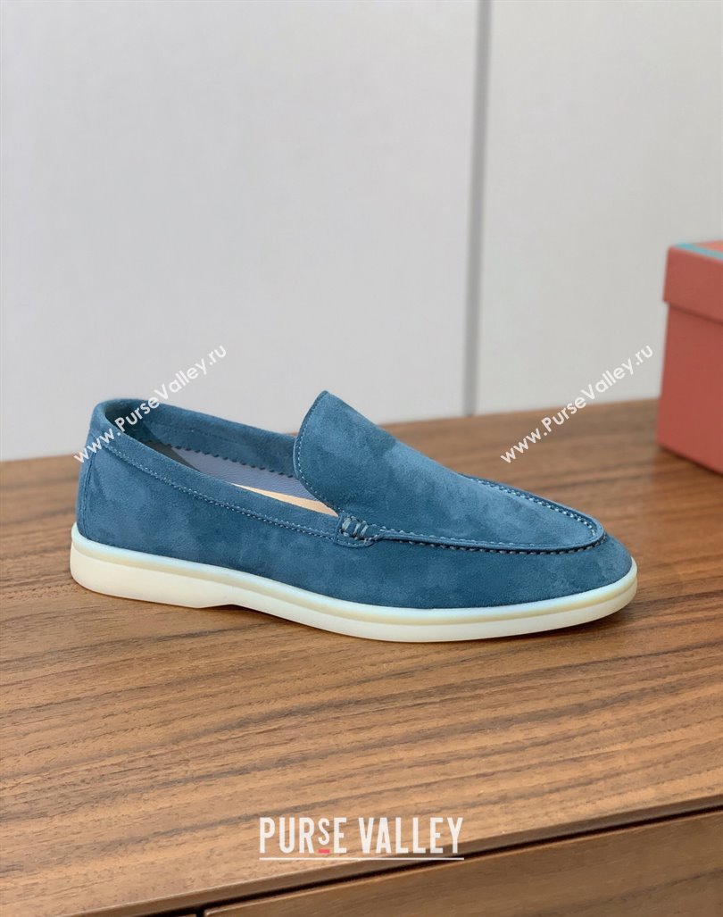 Loro Piana Suede Flat Loafers Fog Blue 2024 081202 (MD-240812076)