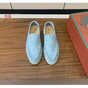 Loro Piana Suede Flat Loafers Light Blue 2024 081202 (MD-240812077)