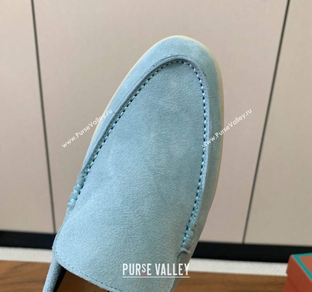 Loro Piana Suede Flat Loafers Light Blue 2024 081202 (MD-240812077)