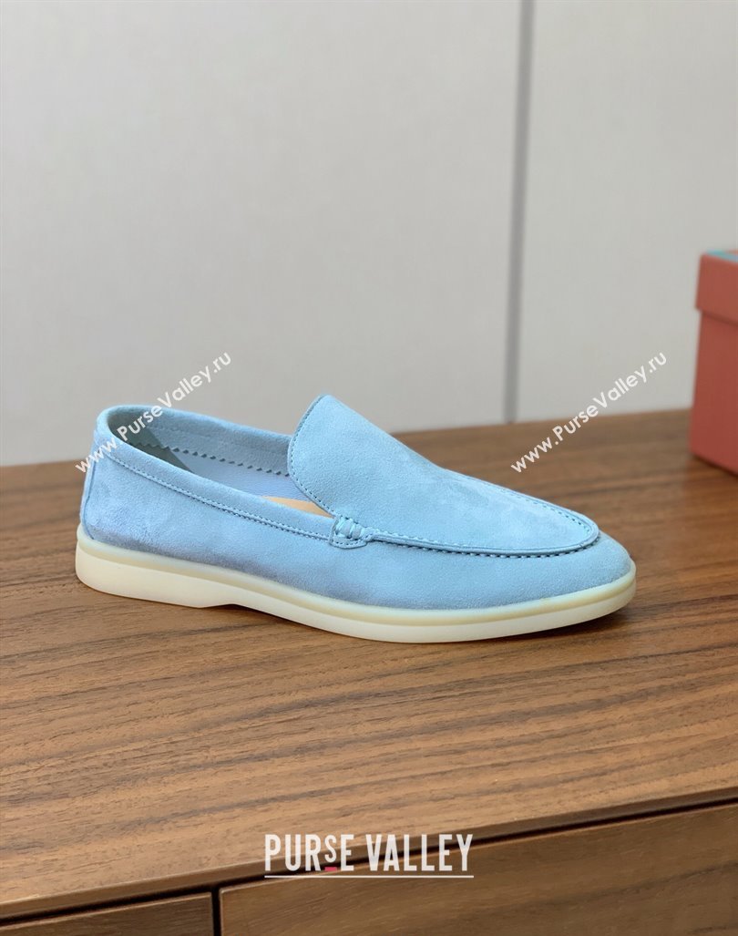 Loro Piana Suede Flat Loafers Light Blue 2024 081202 (MD-240812077)