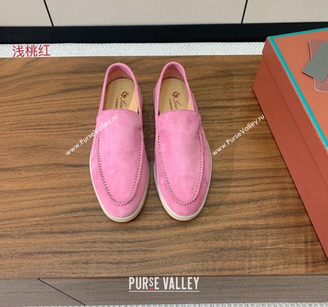 Loro Piana Suede Flat Loafers Peach Pink 2024 081202 (MD-240812079)