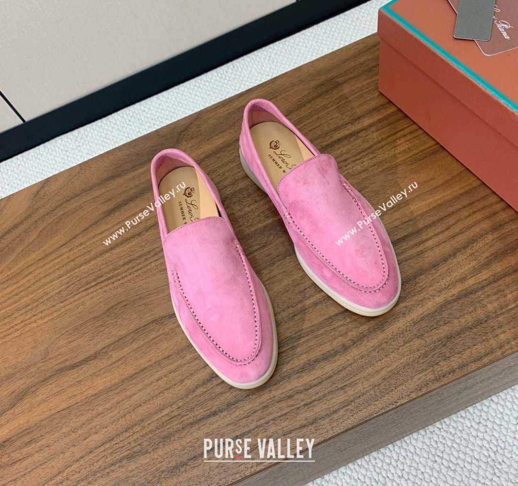 Loro Piana Suede Flat Loafers Peach Pink 2024 081202 (MD-240812079)