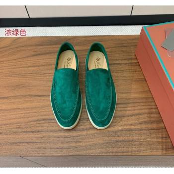 Loro Piana Suede Flat Loafers Deep Green 2024 081202 (MD-240812080)