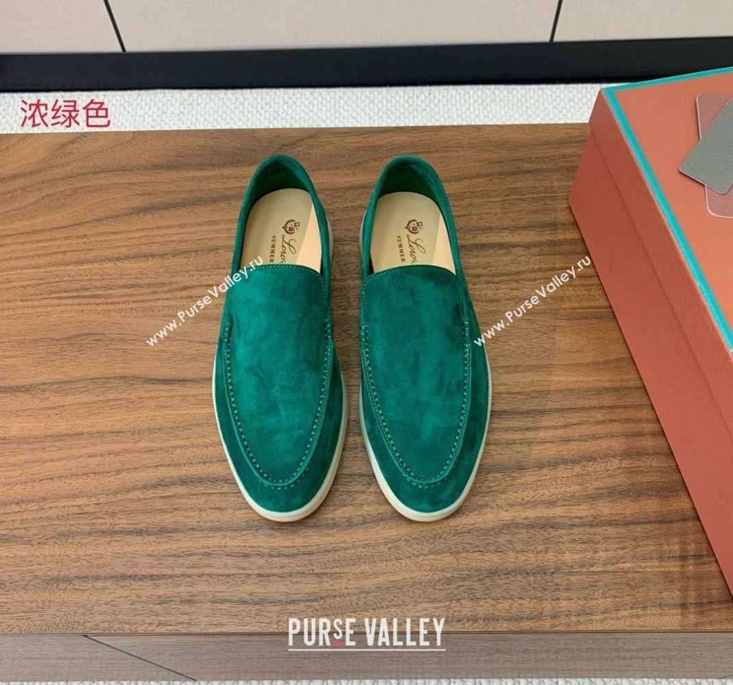 Loro Piana Suede Flat Loafers Deep Green 2024 081202 (MD-240812080)