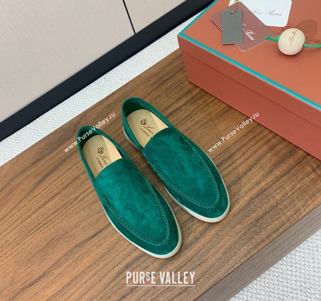 Loro Piana Suede Flat Loafers Deep Green 2024 081202 (MD-240812080)