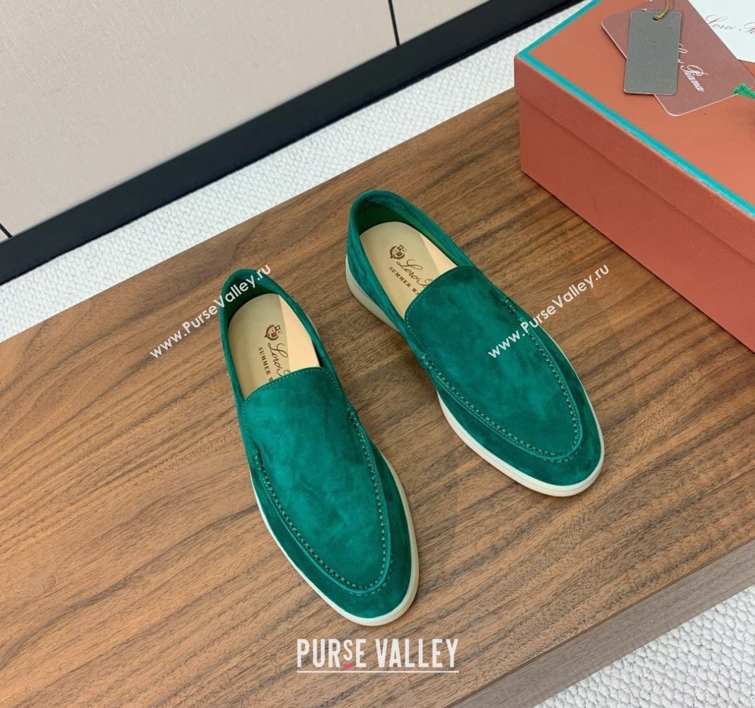 Loro Piana Suede Flat Loafers Deep Green 2024 081202 (MD-240812080)