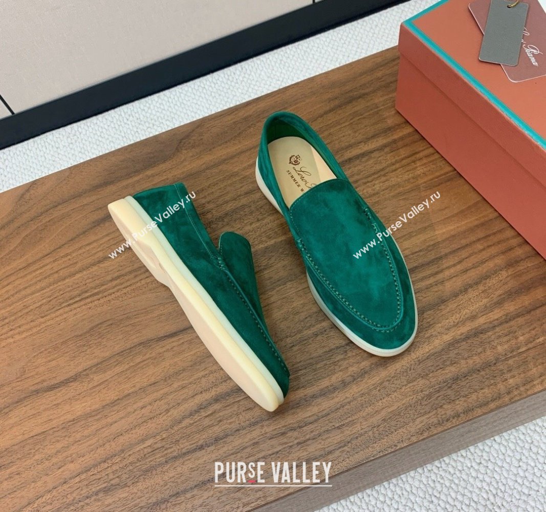 Loro Piana Suede Flat Loafers Deep Green 2024 081202 (MD-240812080)