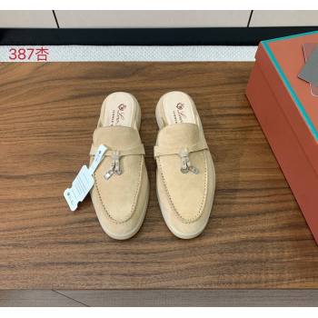 Loro Piana Suede Flat Mules 387Apricot 2024 0812 (MD-240812045)