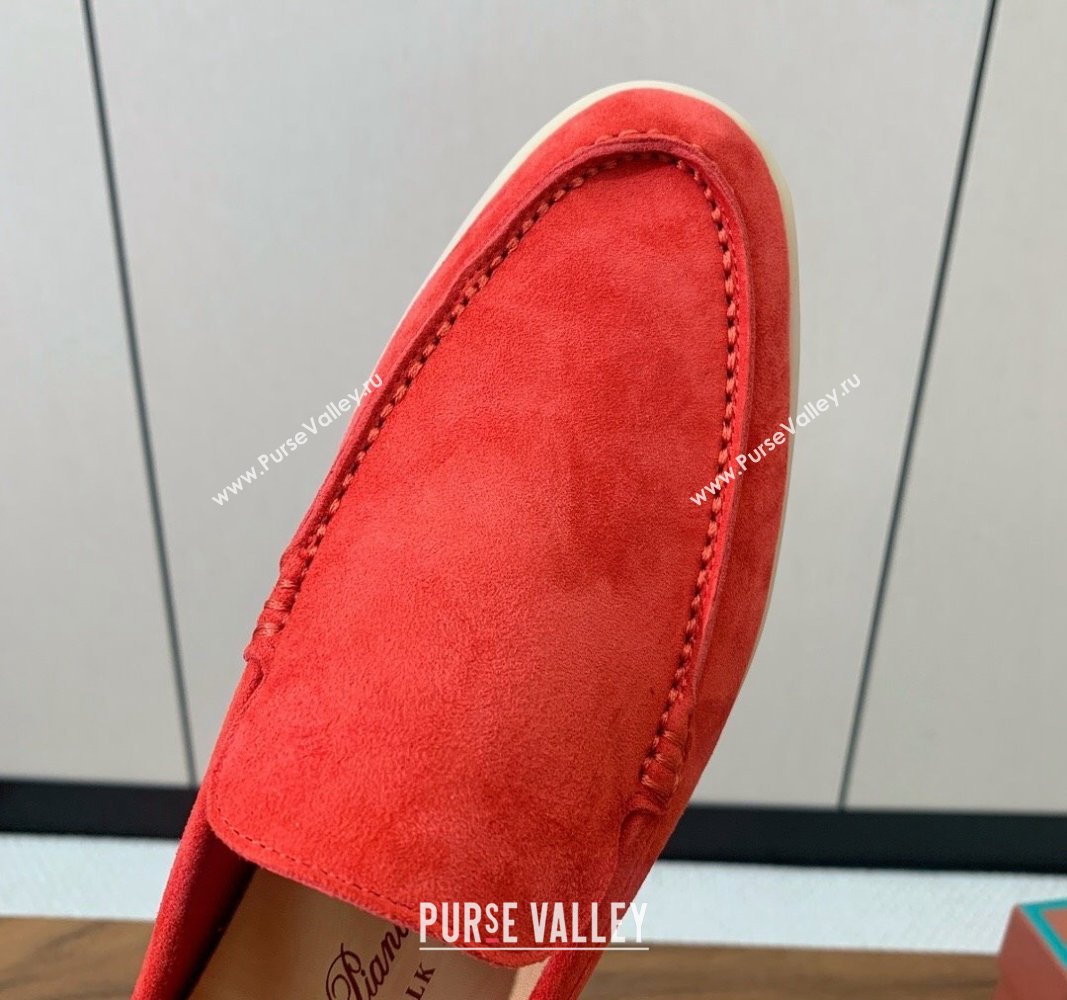 Loro Piana Suede Flat Loafers Watermelon Red 2024 081202 (MD-240812082)
