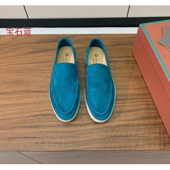 Loro Piana Suede Flat Loafers Stone Blue 2024 081202 (MD-240812083)