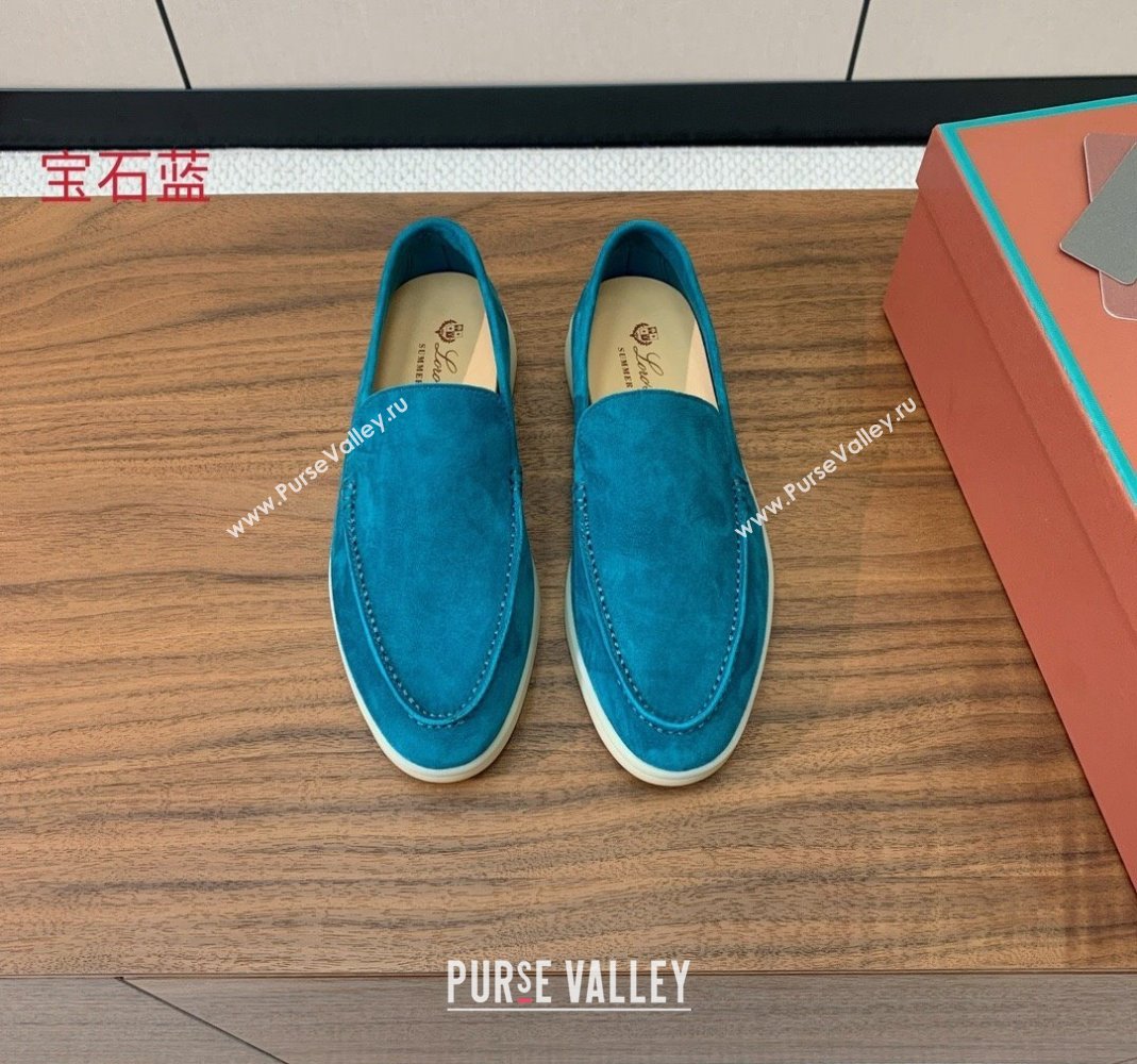 Loro Piana Suede Flat Loafers Stone Blue 2024 081202 (MD-240812083)