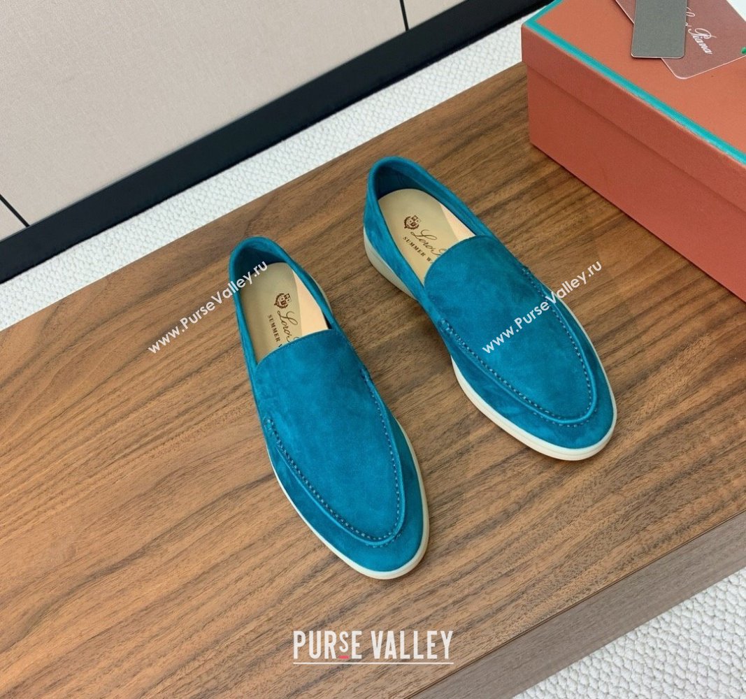 Loro Piana Suede Flat Loafers Stone Blue 2024 081202 (MD-240812083)