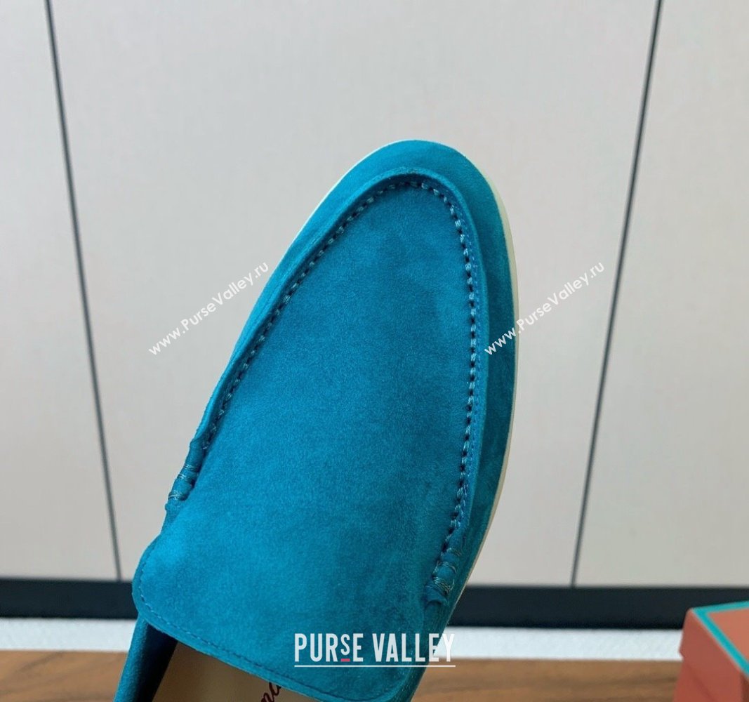 Loro Piana Suede Flat Loafers Stone Blue 2024 081202 (MD-240812083)