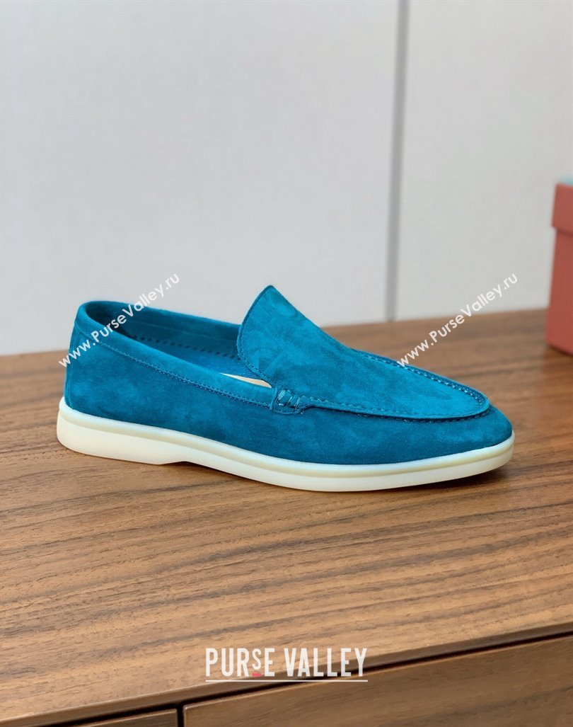 Loro Piana Suede Flat Loafers Stone Blue 2024 081202 (MD-240812083)