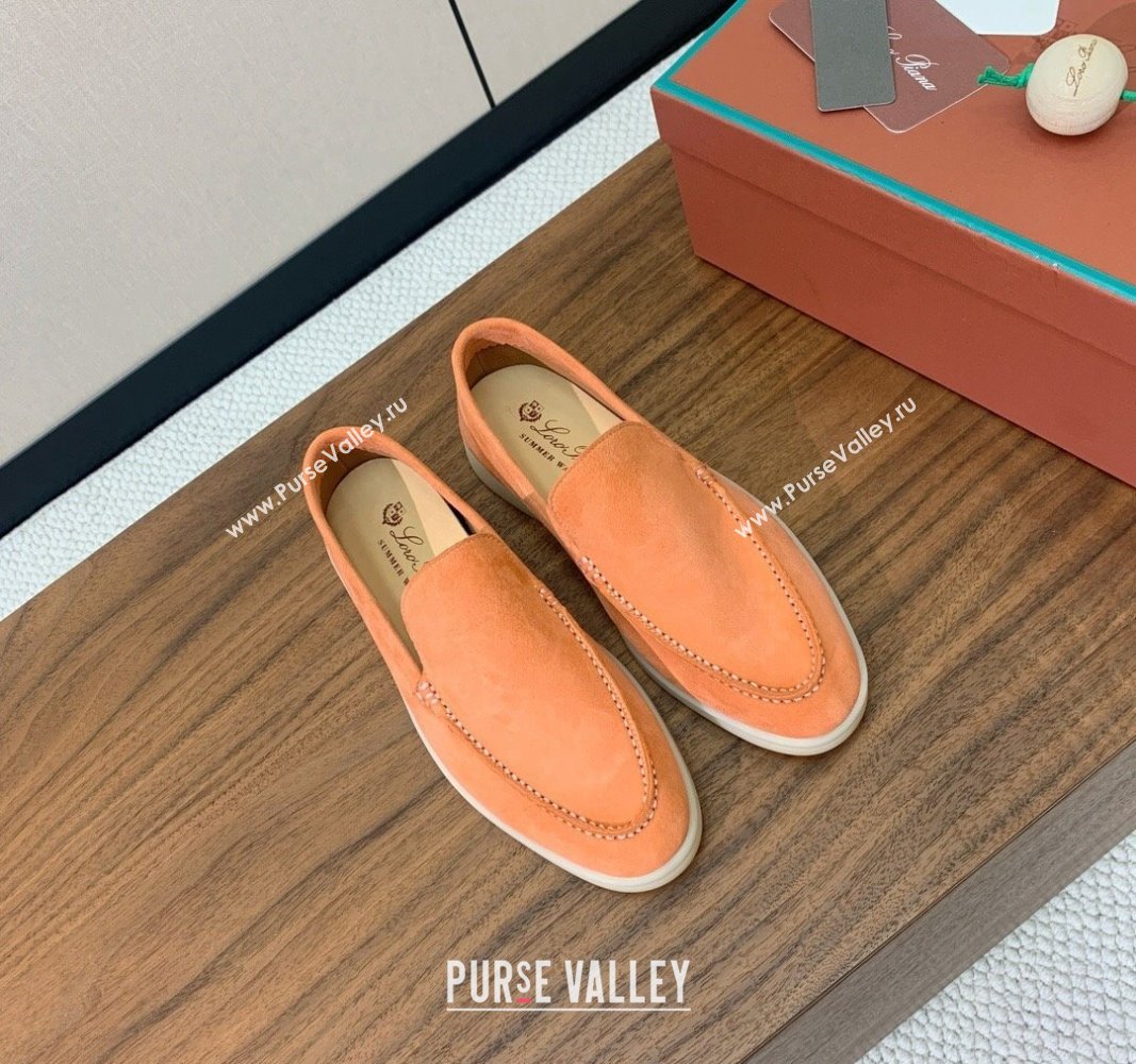 Loro Piana Suede Flat Loafers Light Orange 2024 081202 (MD-240812084)