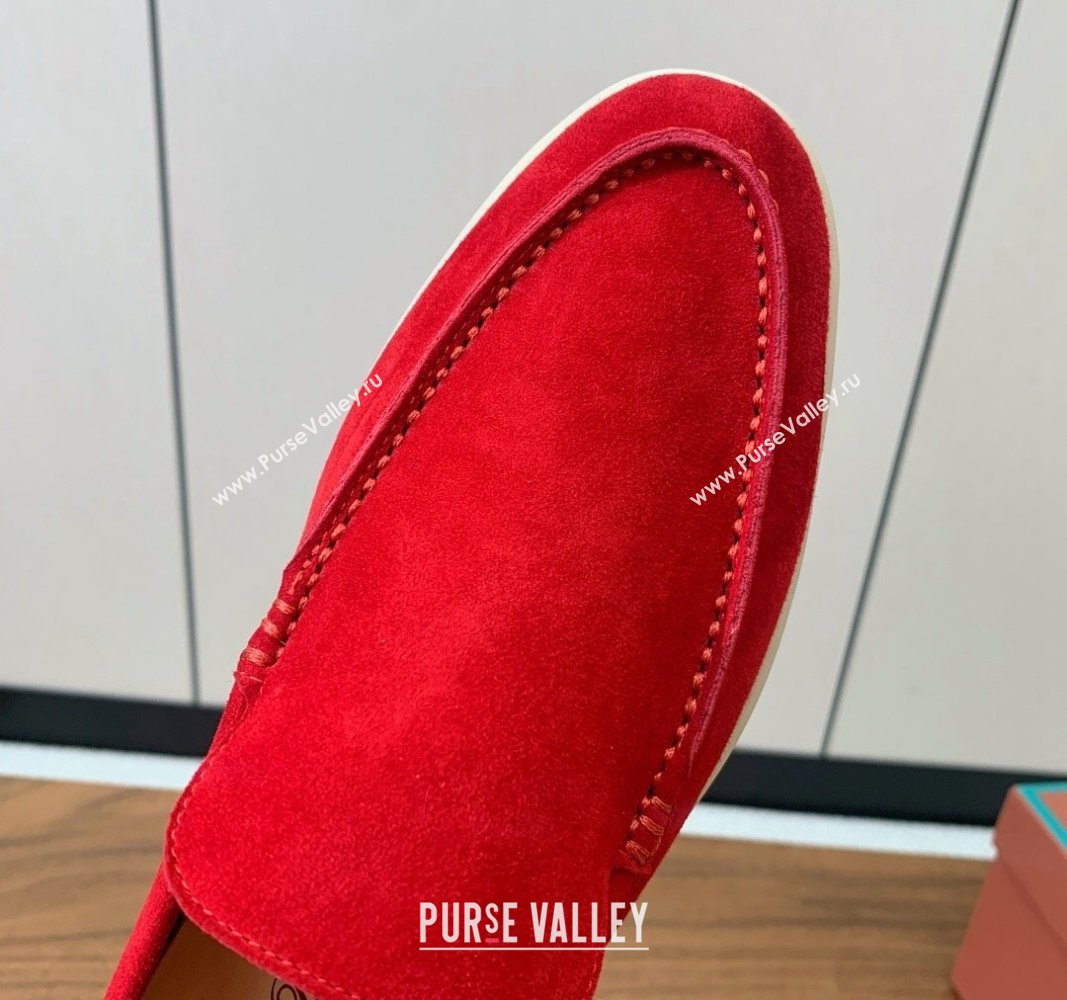 Loro Piana Suede Flat Loafers Bright Red 2024 081202 (MD-240812086)