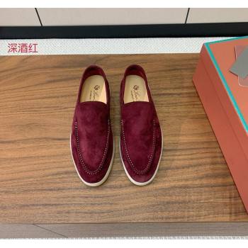 Loro Piana Suede Flat Loafers Dark Burgundy 2024 081202 (MD-240812089)