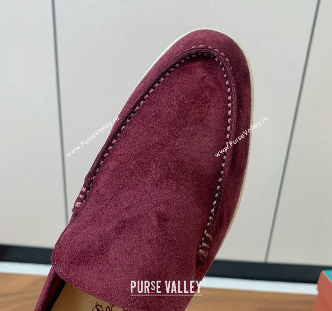 Loro Piana Suede Flat Loafers Dark Burgundy 2024 081202 (MD-240812089)