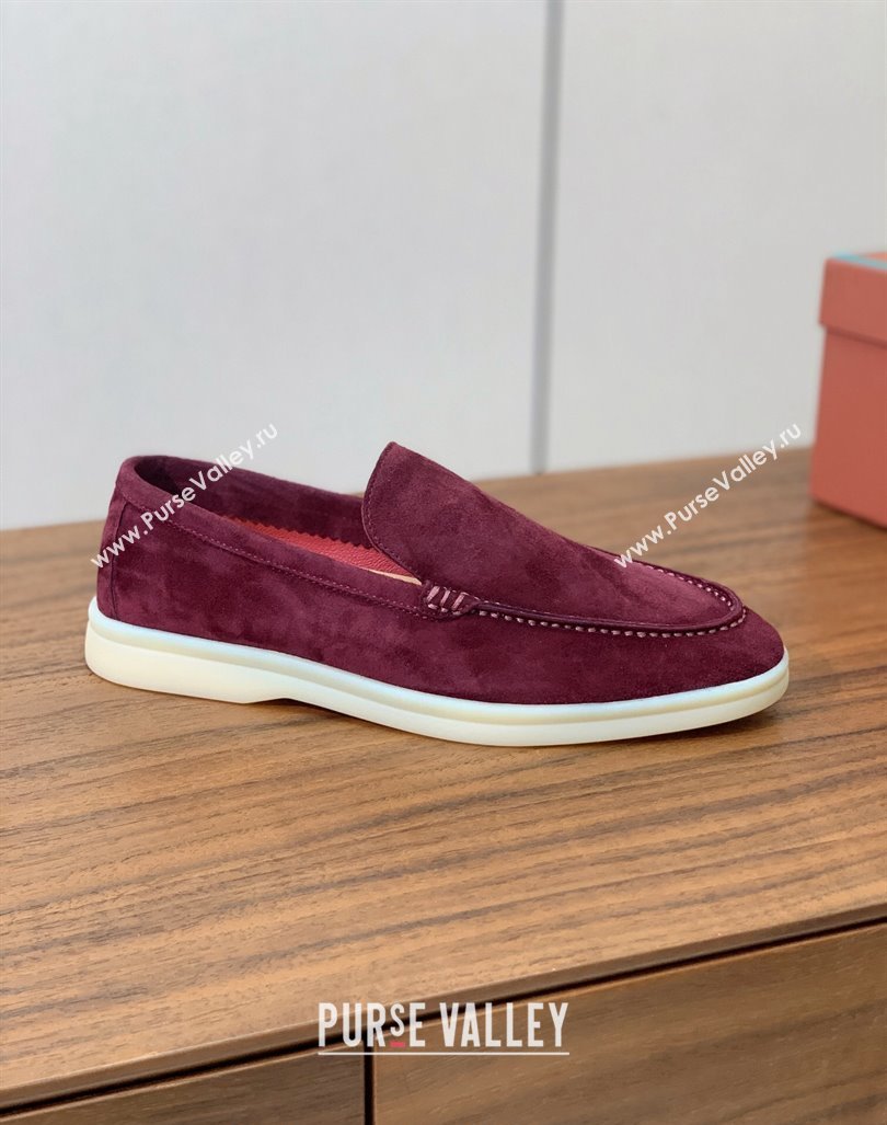 Loro Piana Suede Flat Loafers Dark Burgundy 2024 081202 (MD-240812089)