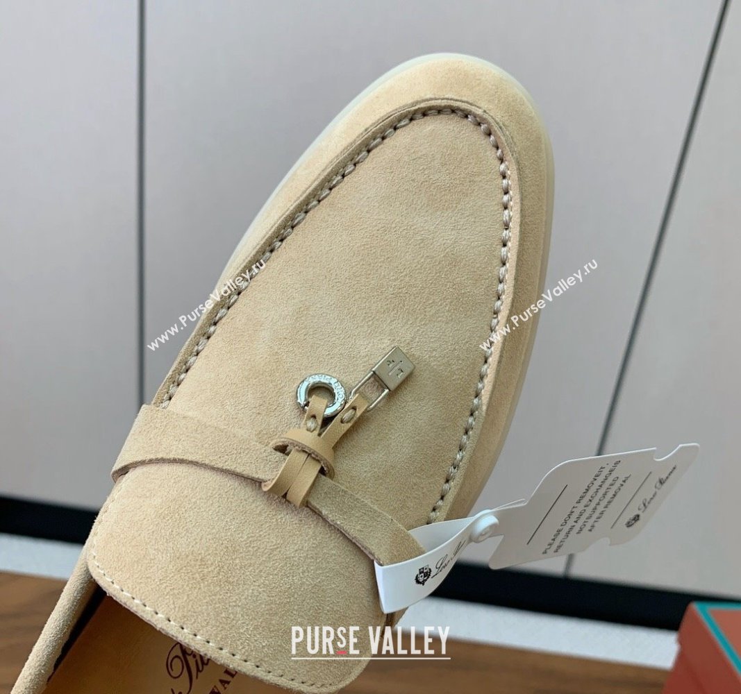 Loro Piana Suede Flat Loafers with Charm 387Apricot 2024 0812 (MD-240812094)